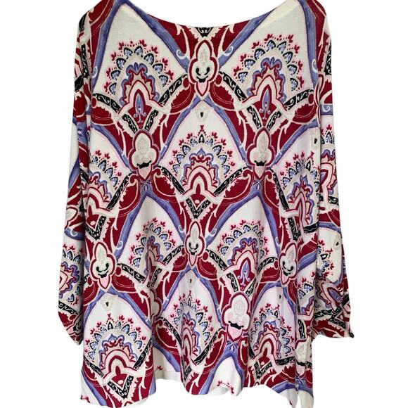 NWT Chico's Pullover Sweater Size 4 (2X) Boat Neck Dolman Sleeve Eclectic Razzle - Picture 2 of 7